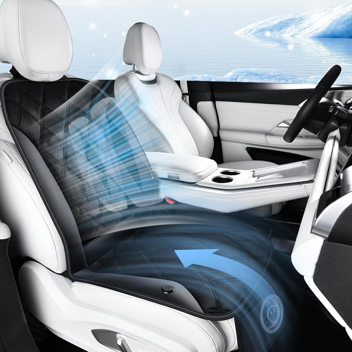FLORICH Cooling Car Seat Cover Ventilated Cooling Car Seat Cushion with 3-Speed Adjustable Cooling Seat Pad Universal Fit Car SUV Truck Van for Summer Driving, Black