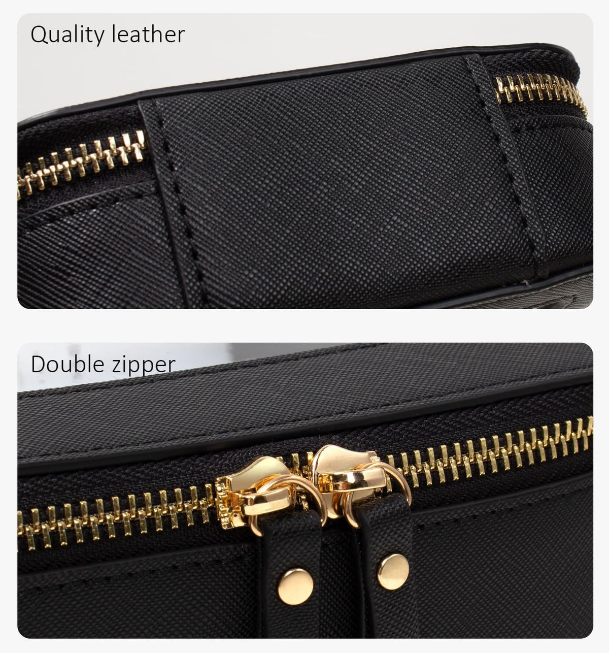Clear Makeup Bag Set-Travel Toiletry Organizer for Women(Mini+Large Black)