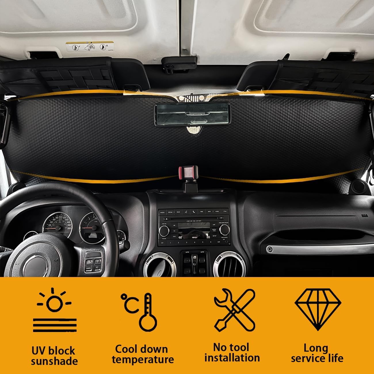 Windshield Sun Shade for Jeep Wrangler TJ JK JL & Gladiator JT 2/4 Door,Duck Sun Shade,Sunshade Windshield for Jeep Wrangler