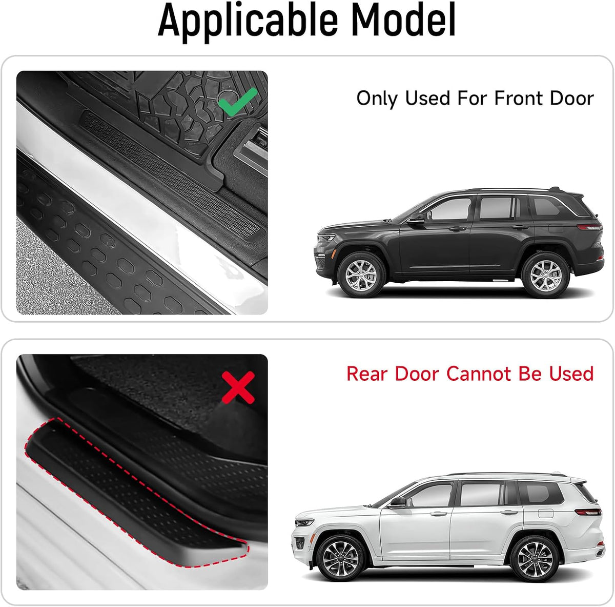 ZZEQYG 2 Pcs Front Door Sill Protector for Jeep Grand Cherokee L (Only for Front Door) 2022-2025 2026 Accessories ABS Material Door Sill Guards Trim