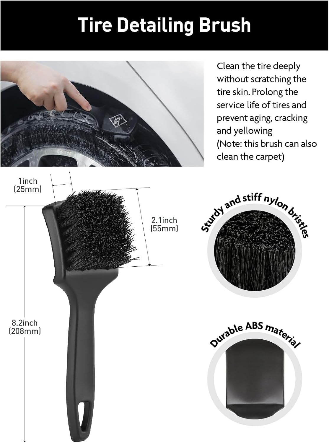 Fantasticlean 7PCS Wheel Brush Kit for Cleaning Tires