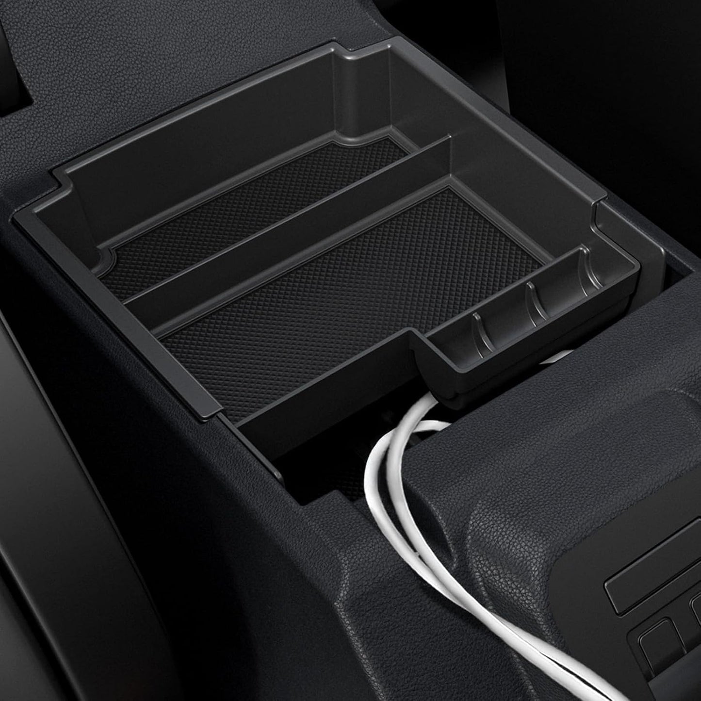 Mabett Double-Layer Console Organizer for 2025 2026 Bronco 4-door, Armrest Storage Box with Non-Slip Mat (Not for Manual Transmission and Bronco Sport Models)
