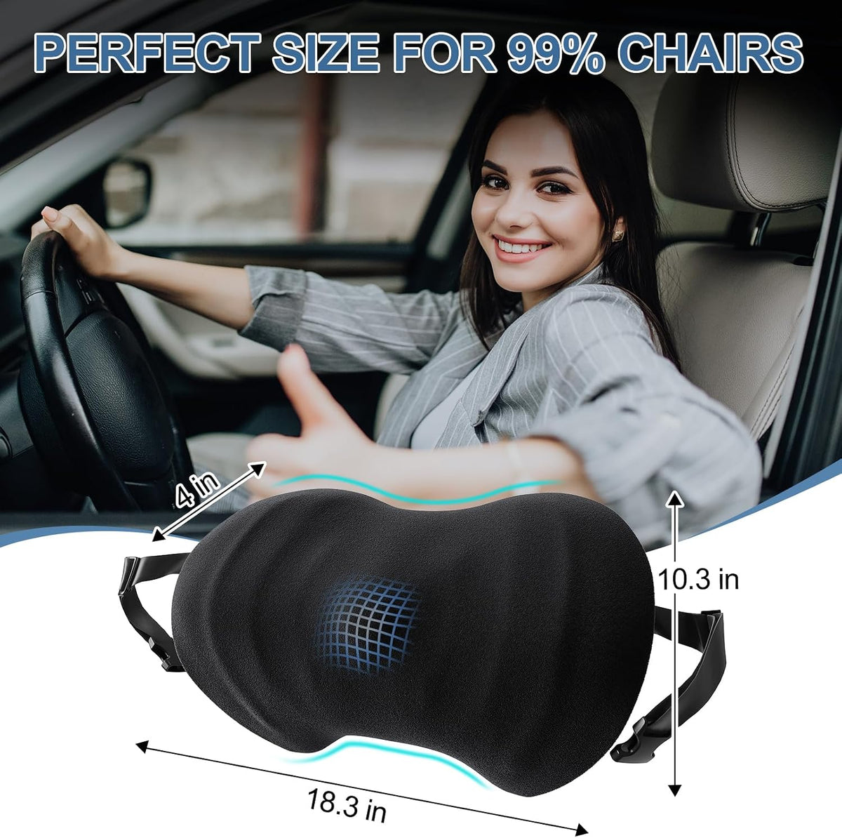 BYMECOST Lumbar Support Pillow for Car, Ergonomic Back Cushion