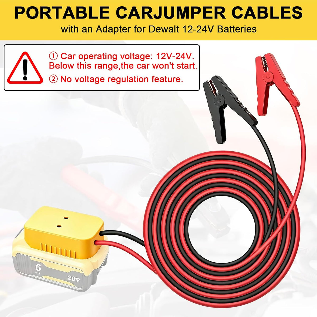 Jumper Cable Clamps for DeWalt 20V Jump Starter, 5.98FT Cable