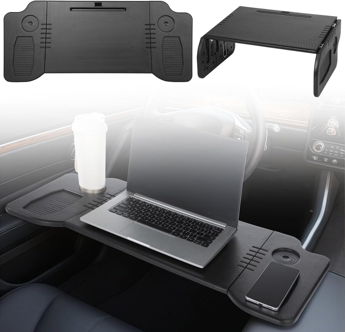 Foldable Car Desk Tray, Expandable Steering Wheel Table