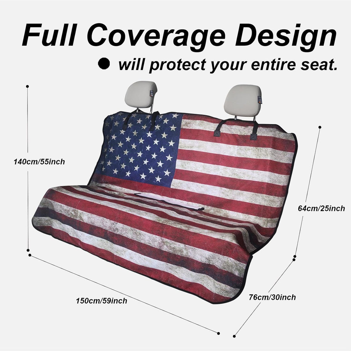 Sweat Towel Car Seat Cover Protector Front Seats for Gym Workout, Running, Swimming, Beach and Hiking, Waterproof Universal Seat Cover for Car, Trucks, Van & SUV (1, American Flag, Rear Seat)
