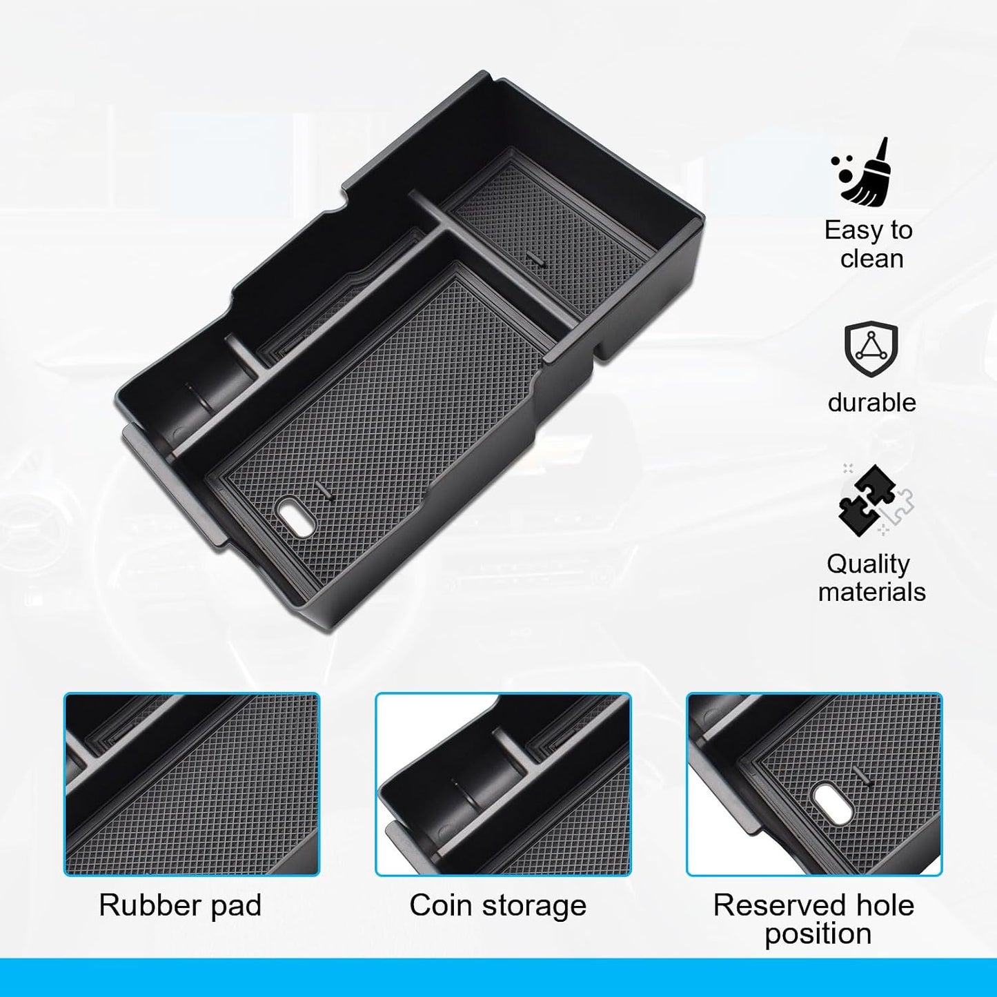 EDBETOS 2026 Equinox Center Console Organizer Compatible with Chevy Equinox 2025 2026 LT/RS/ACTIV Armrest Storage Box Interior Pallet Insert Tray Secondary Accessories, Middle Console Tray, Not for EV