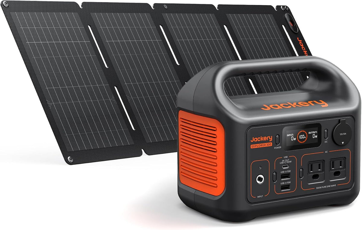 Jackery Solar Generator 300 and 40W Solar Panel,292Wh,300W AC