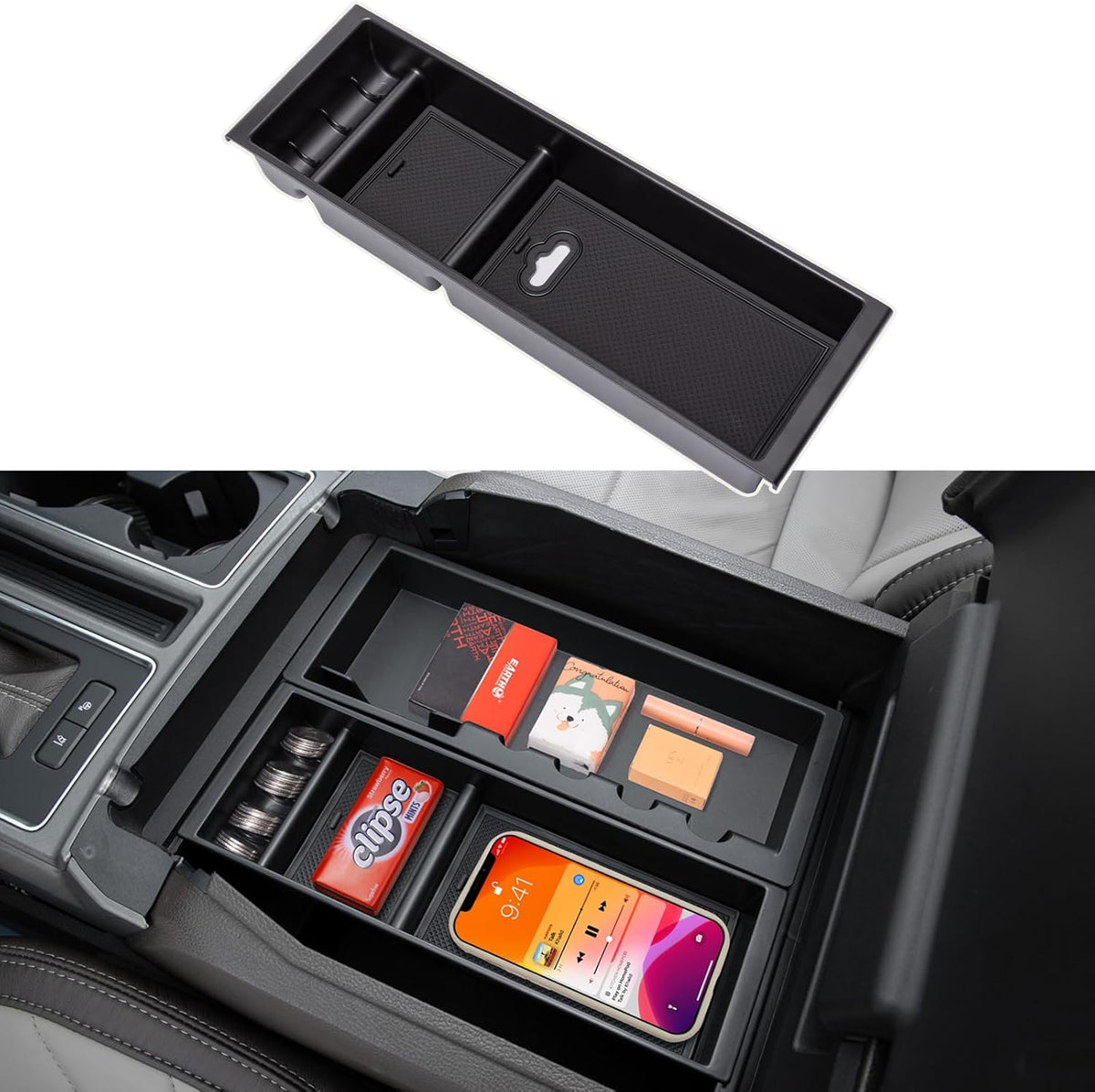 PIMCAR Center Console Organizer for 2024 2025 2026 Ford F150 & F150 Lightning Insert ABS Plastic Armrest Storage Box Interior Accessories(Work Great with The OEM Tray)- Only One Tray
