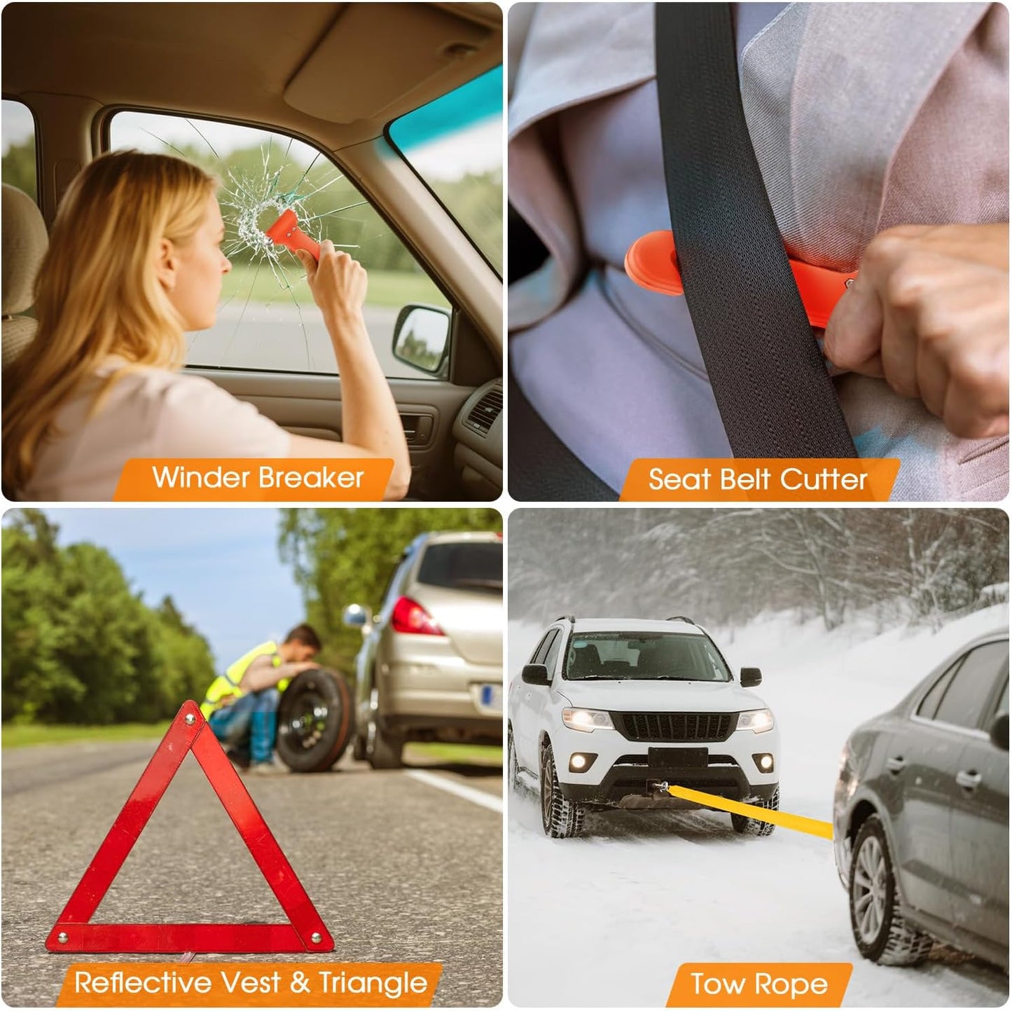 Emergency Car Kit,Roadside Emergency Tool Kit for Vehicle Truck with Air Compressor Jumper Cable First Aid Kit,Winter Auto Road Side Kit Women Men Car Travel Safety Assistance Survival Essentials Kit