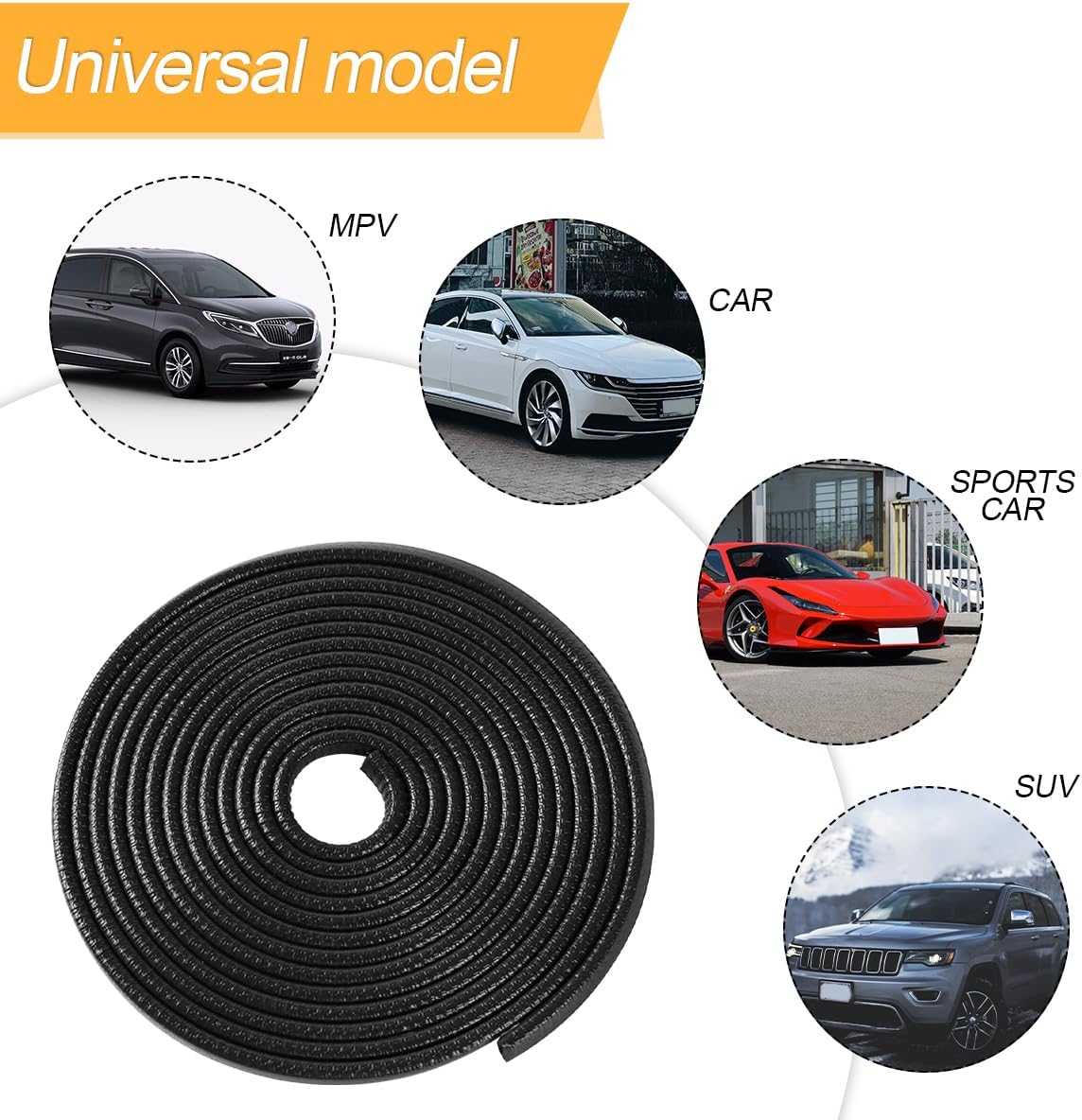 Osilly Car Door Edge Guards, 32.81Ft Rubber Seal Car Door Edge Trim, U Shape Door Edge Protector Guard, Aluminum Weather Proofing Automotive Door Edge Molding Protection for Most Car (Black)