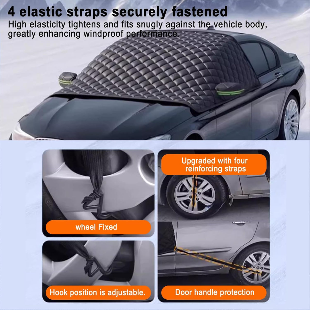 Windshield Cover for Ice and Snow for Dodge Dakota Ram Van Caravan Grand Caravan Rampage Hornet, Windshield Snow Cover with Side Window and Rearview Mirror Protection, Winter Frost Hail Guard