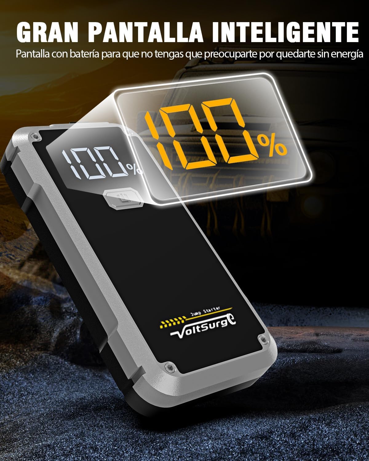 6000A Car Jump Starter, Battery Jumper Starter Portable 12V Jump Box for Up to 7.0L Gas & 5.5L Diesel Engines, Car Battery Charger with LCD Display, LED Flashlight & Battery Booster Cable