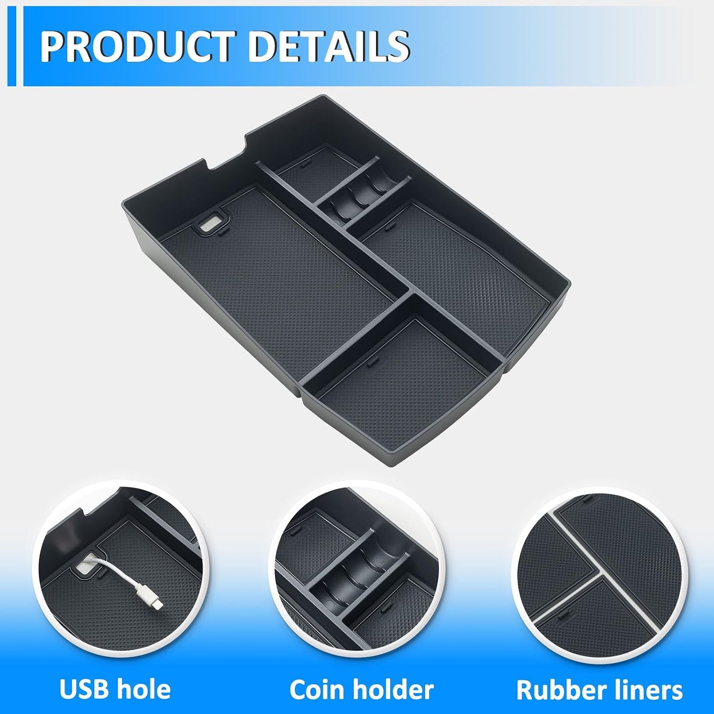 TOPINSTALL 26 New Console Organizer Compatible with 2024-2026 VW Atlas/Atlas Cross Sport Accessories, Armrest Box Storage Console Tray with Coin Holder Insert Interior Accessories
