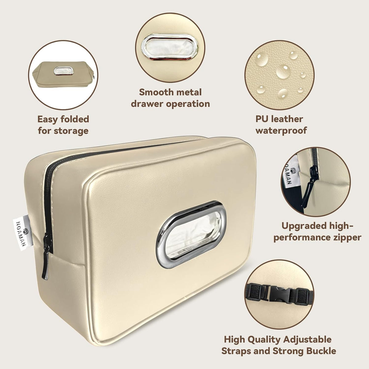 Noaman 2Pack Car Tissue Holder Leather, Car Kleenex or Napkin Holder Beige