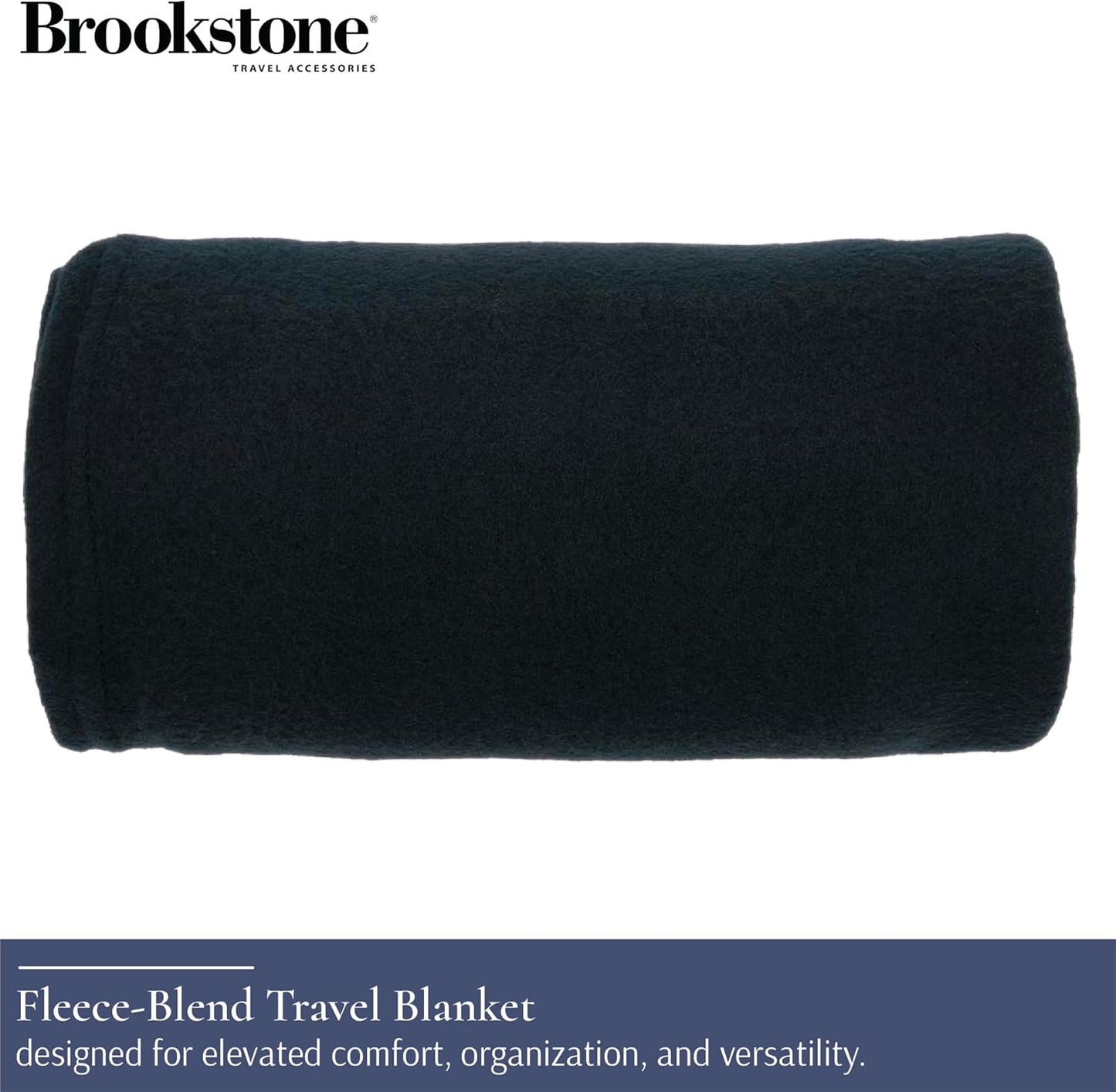 Brookstone Travel Blanket - 2-in-1 Super Soft Lightweight Throw Blanket with Carrying Pouch, Airplane &amp; Car Travel Essentials, Black