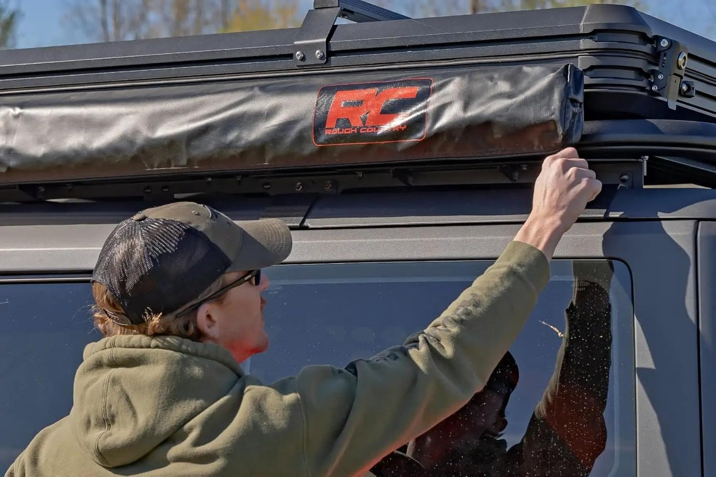Rough Country Retractable Roof Rack Awning 6'6" x 9'8" Universal Fit - (Fits Trucks & SUVs)