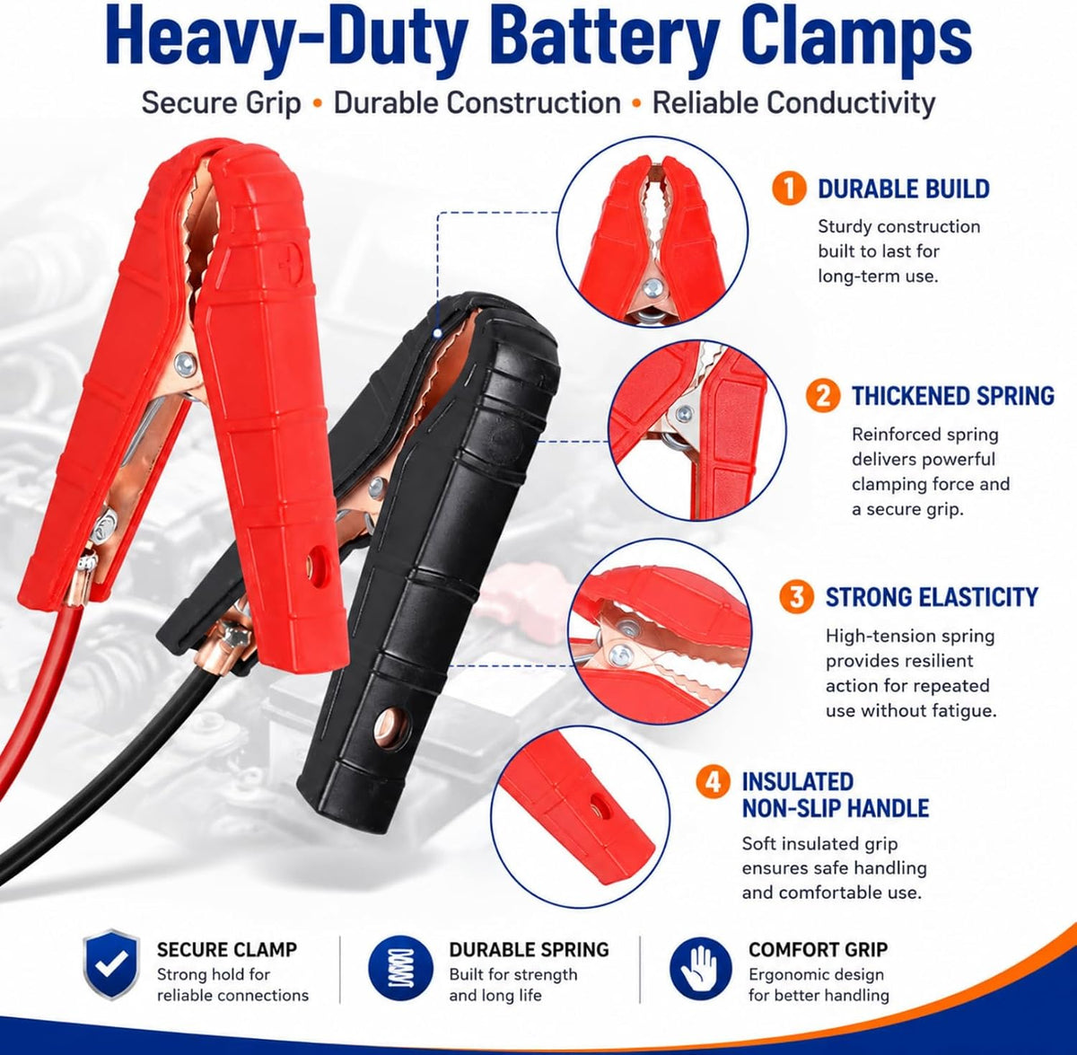 Jumper Cables Clamp with Adapter,Compatible with De·Walt 20V Battery