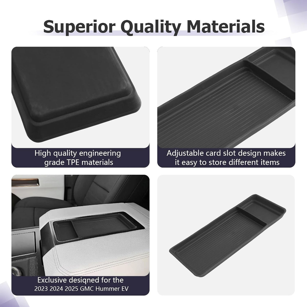 LUWU Center Console Organizer Compatible with 2023 2024 2025 2026 GMC Hummer EV SUV Accessories 2025 2026 Hummer EV Pickup Armrest Console Organizer Armrest Storage Tray