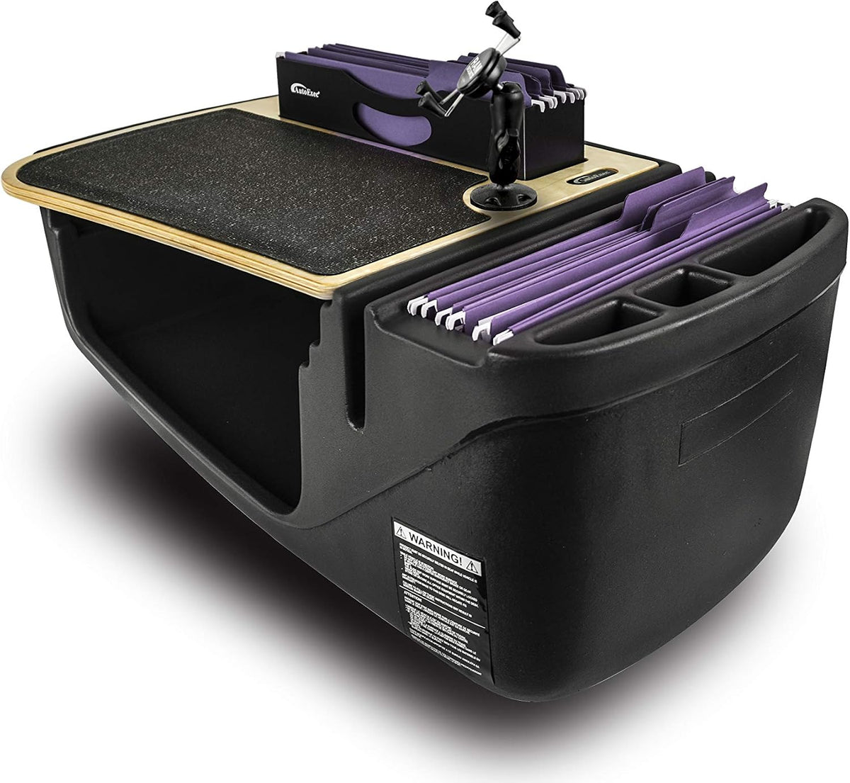 AutoExec AE-FMEF-PI-11M Efficency FileMaster Car Desk for Your Vehicle Workstation and Mobile Office, Natural Finish with 400 watt Power Inverter