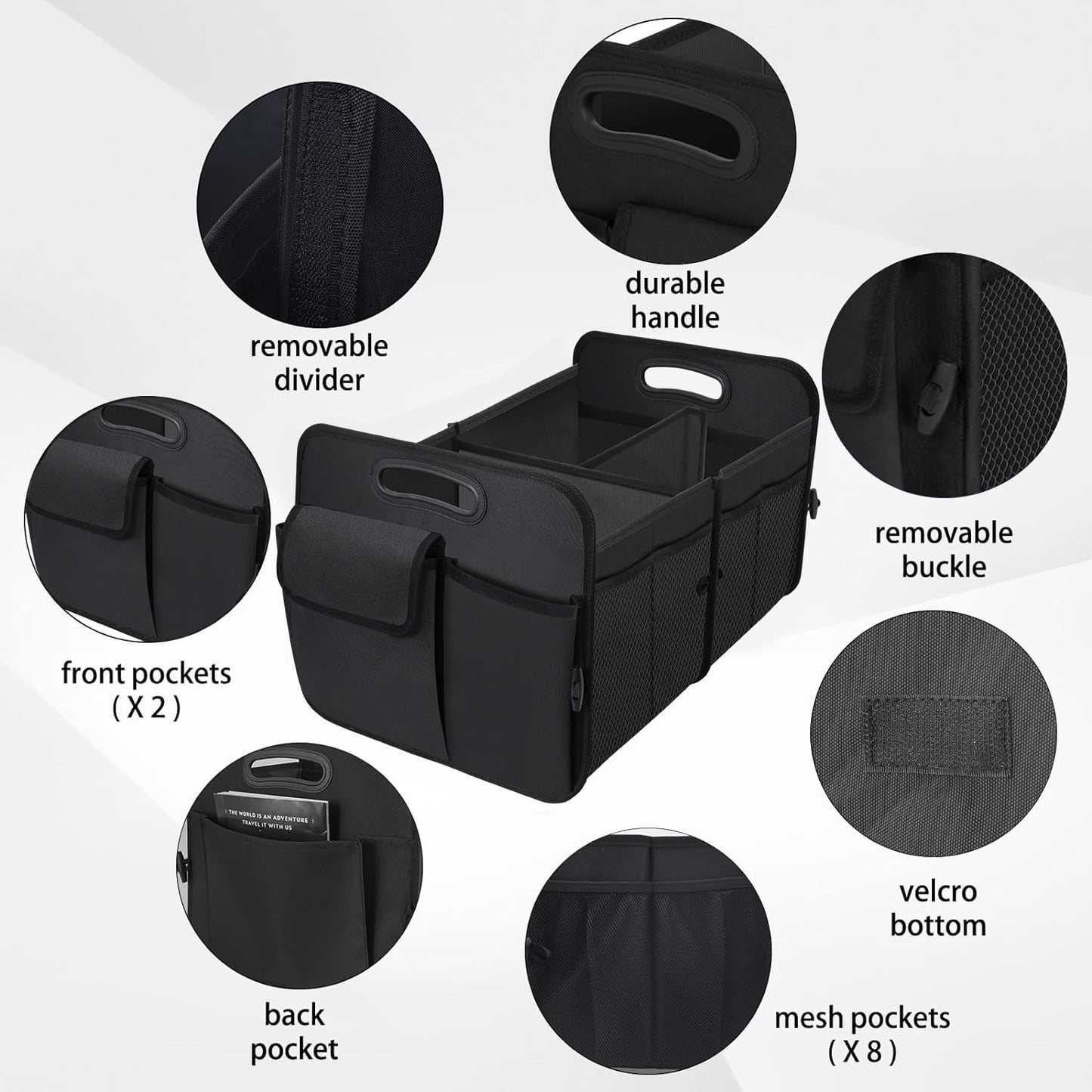 Trunk Organizer, Collapsible Waterproof Multi-Functional car Trunk Grocery Organizer Storage for SUVs & Sedans, Car Accessories for Women/Men, 3 Compartments