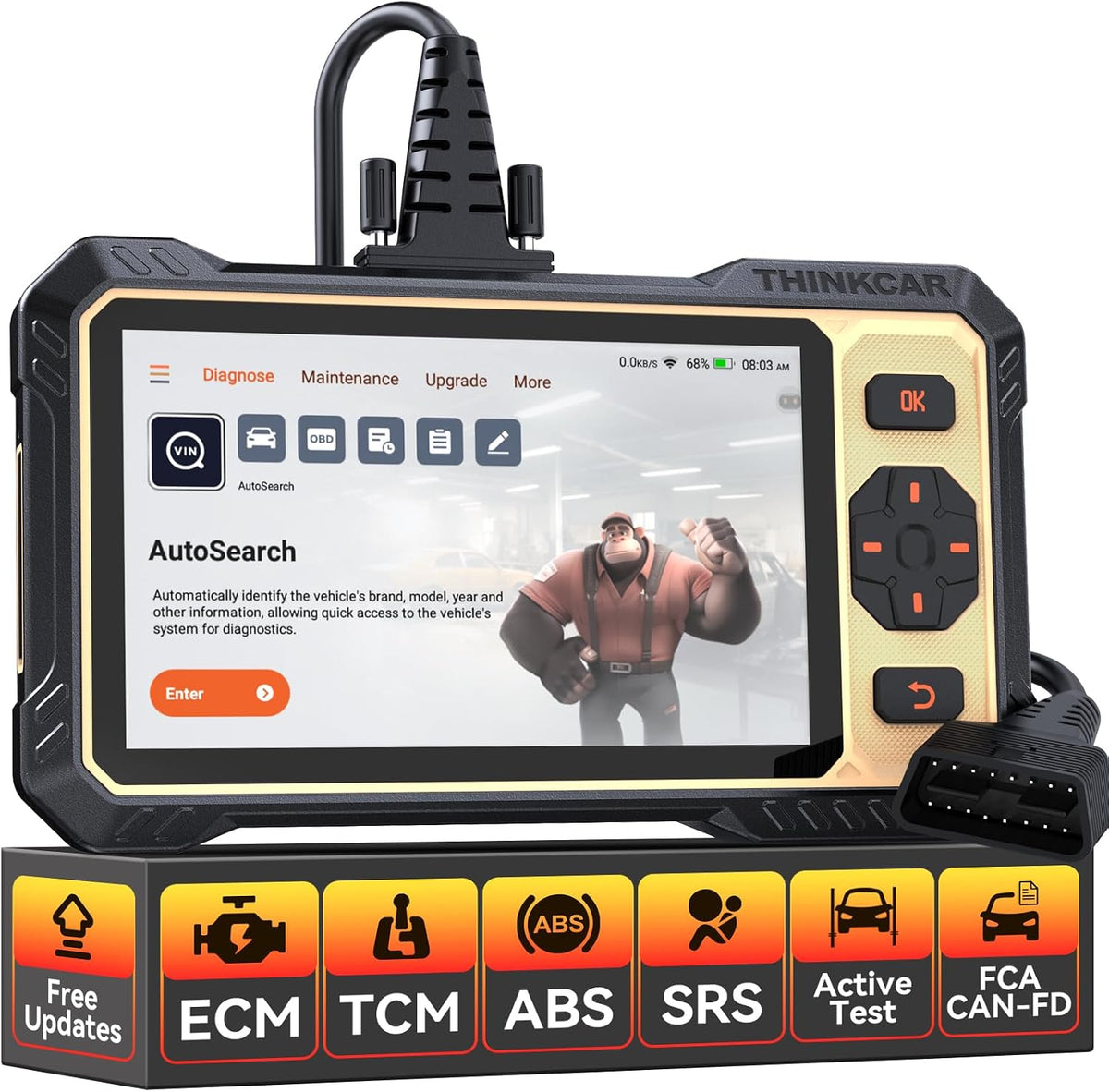 THINKCAR THINKSCAN 662 OBD2 Scanner,Car Diagnostic Tool with Bidirectional Active Test,Car Scanner Engine ABS SRS Transmission,Scanner for Car with 12 Reset,CAN FD & FCA SGW,Lifetime Free Update