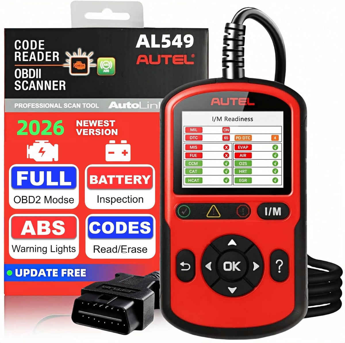 Autel AL549 OBD2 Scanner Code Reader with ABS Diagnostic & Battery Test