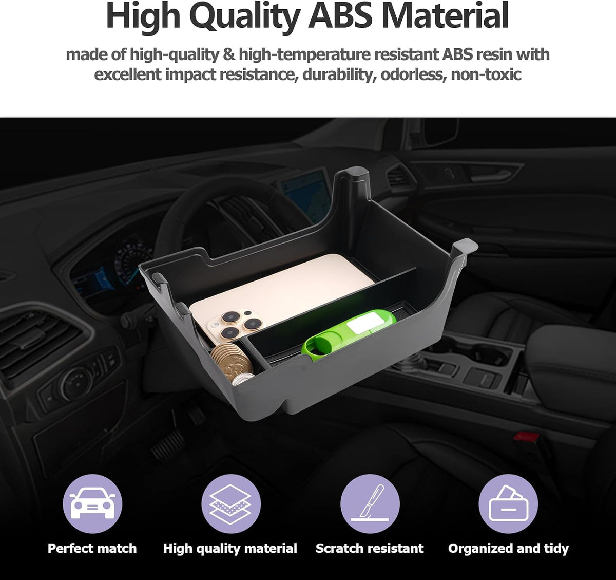 LUWU 2021 2022 2023 2024 2025 Edge Center Console Organizer Armrest Storage Box Insert Tray 2024 2025 Edge Accessories Black