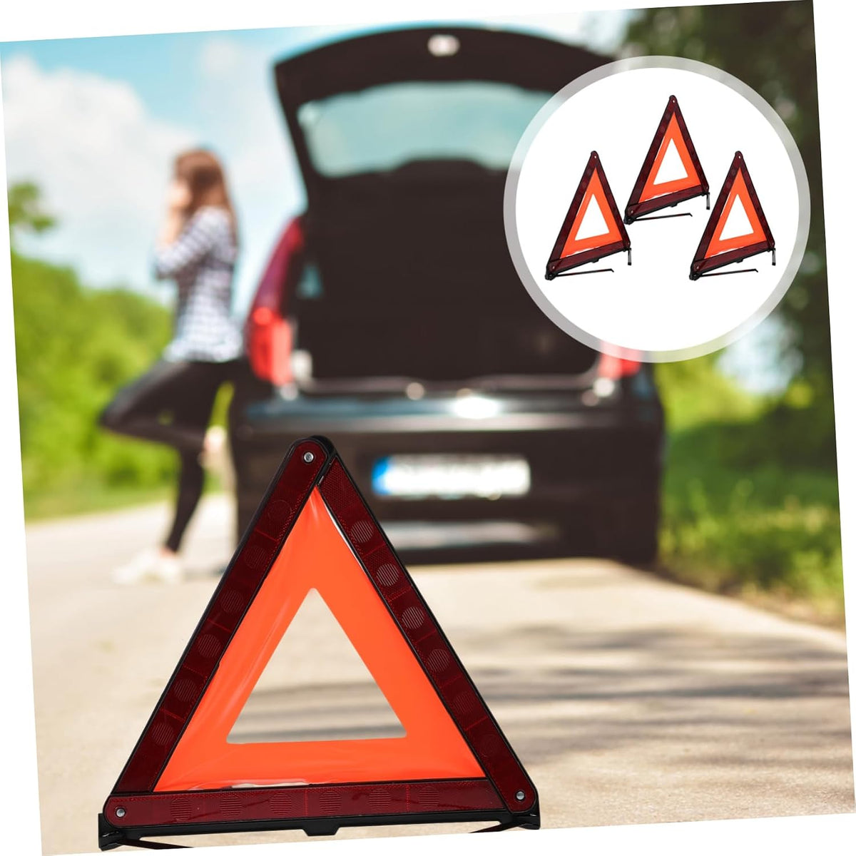 Cabilock 3 Pack Reflective Warning Triangle Roadside Car Safety Sign