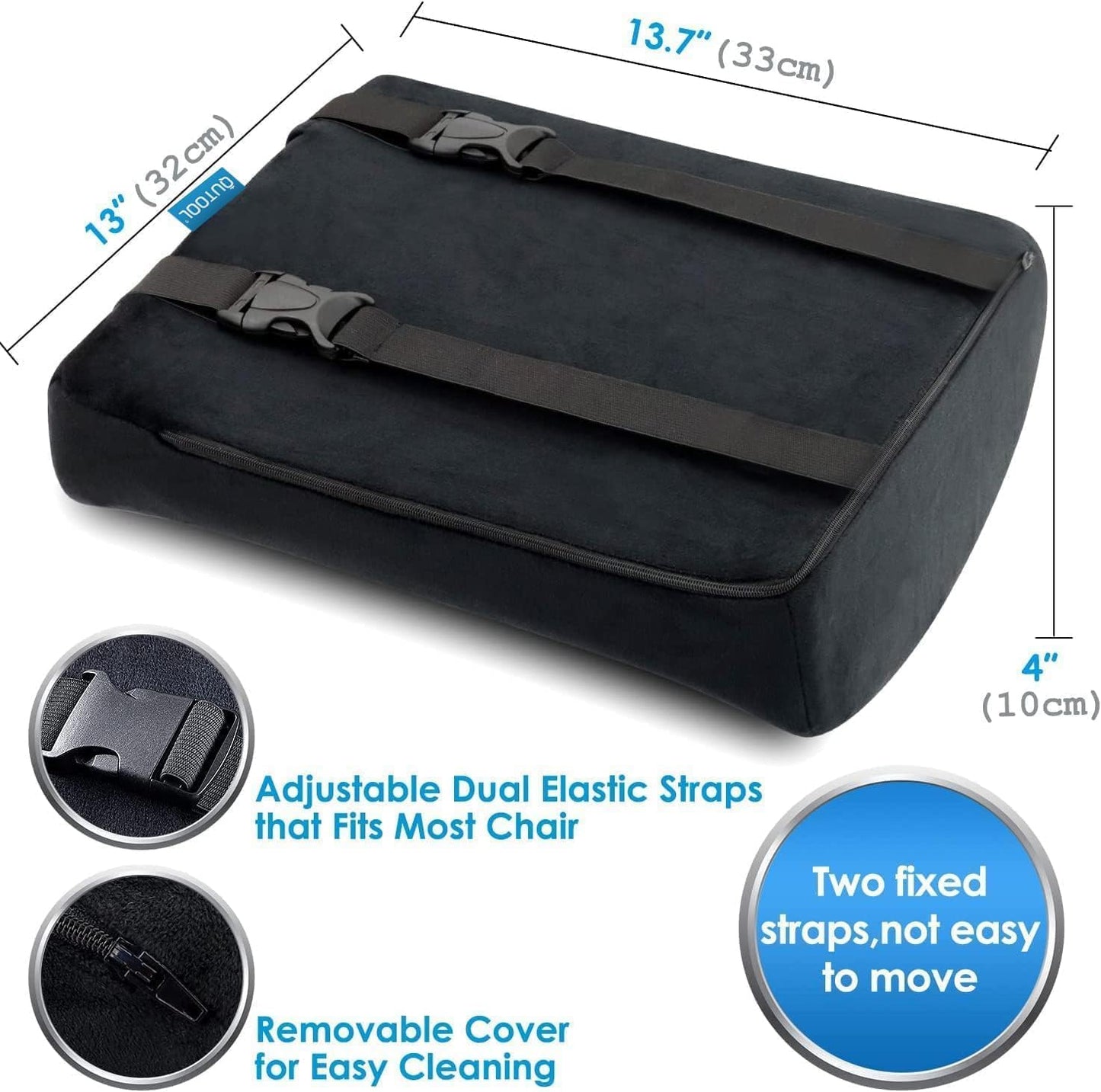 Memory Foam Seat Cushion & Lumbar Support Pillow for Office Chair Car Wheelchair Orthopedic Chair Pad and Back Cushion with Adjustable Straps for Lower Back, Tailbone, Sciatica, Hip Pain Relief