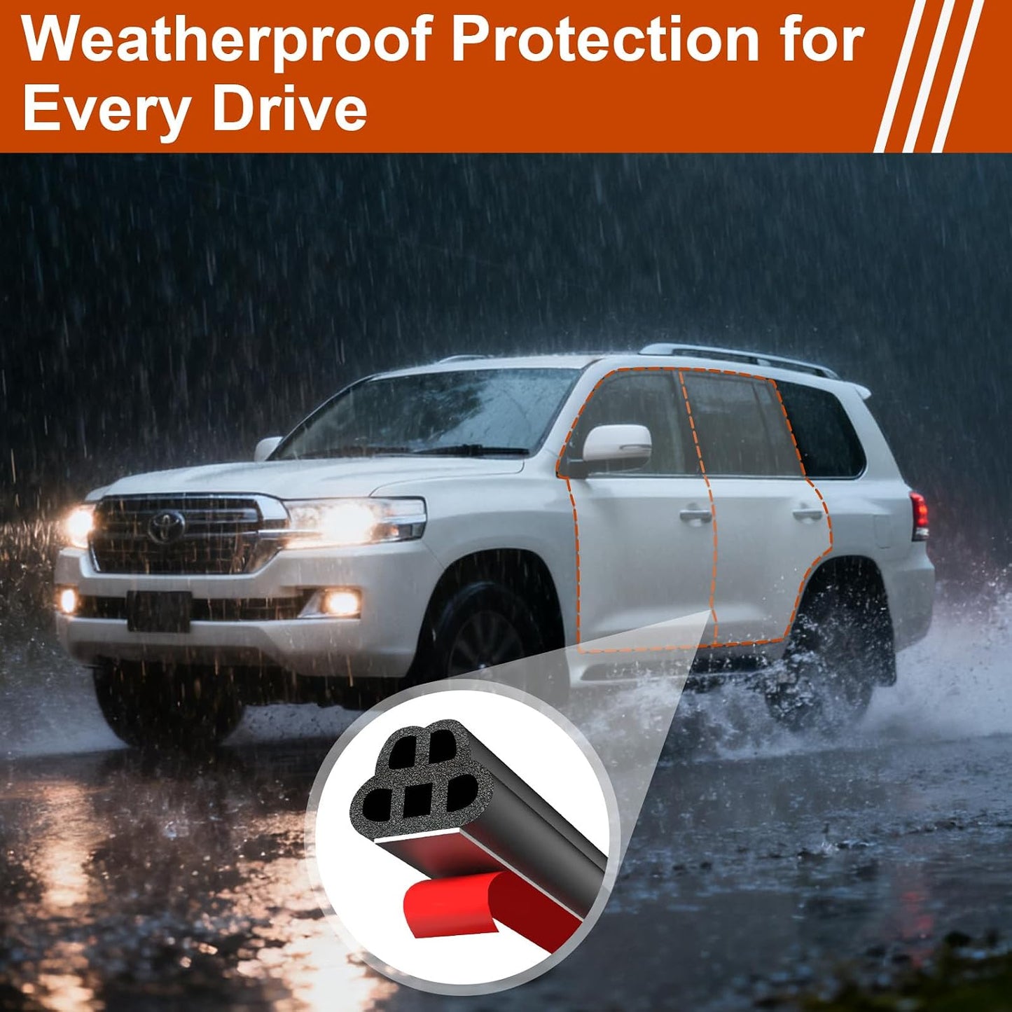 alophoty 34 Ft Car Door Seal Strip Universal Self Adhesive Automotive Weather Stripping, Double Layer 5-Hole Car Door Soundproofing Strip, Rubber Seal Strip for Cars Trucks SUVs RVs