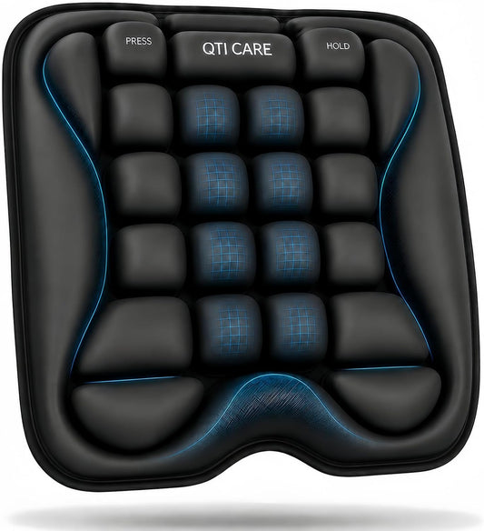 Airplane Seat Cushion, Air-Cell Travel Cushion for Long Flights, Inflatable Portable Seat Pad with Built-in Pump for Air Travel, Car, Office Chair and Wheelchair