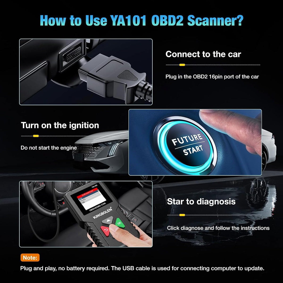 KINGBOLEN Full OBD2 Scanner Code Reader Engine Diagnostic Tool