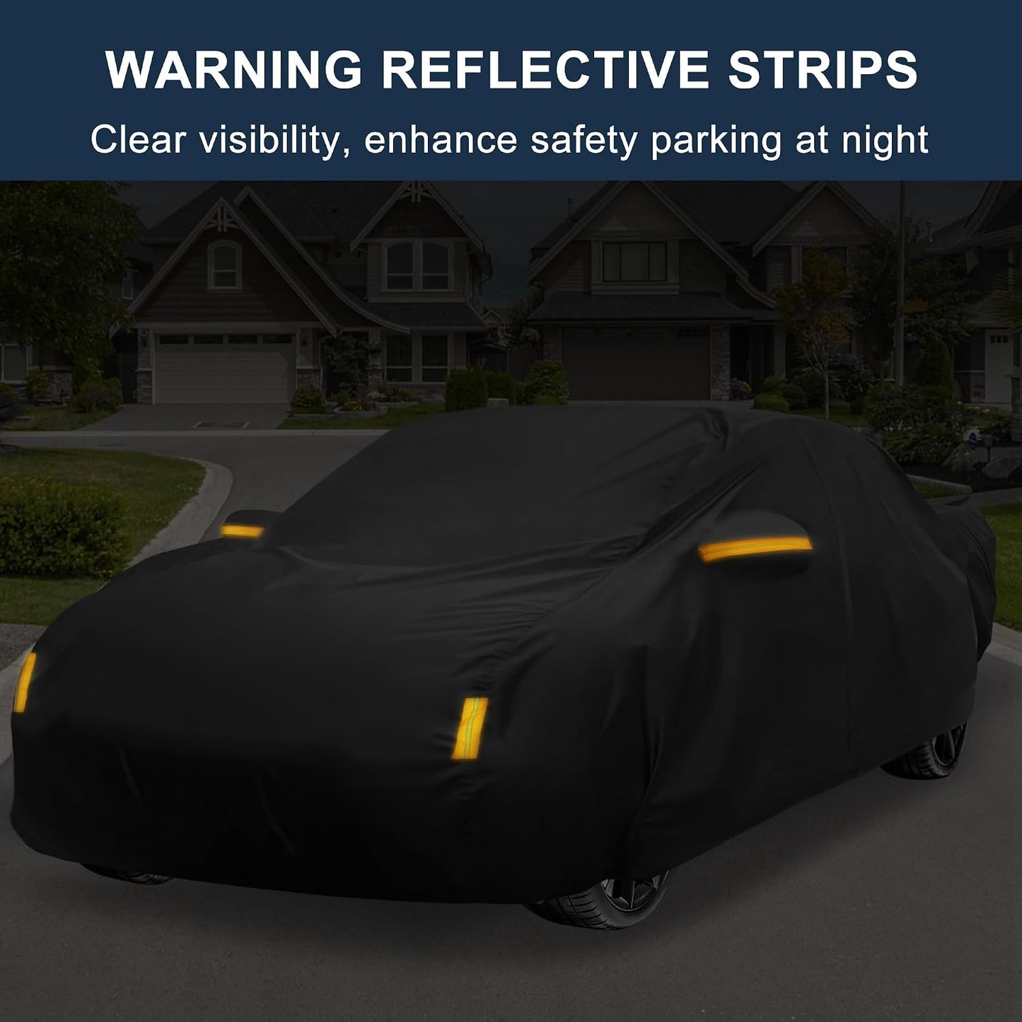 X AUTOHAUX Car Cover for Honda Civic Sedan/Coupe 210D-PU Outdoor Full Car Cover All Weather with Door Zipper for Waterproof Windproof Sun Rain Snow Protection