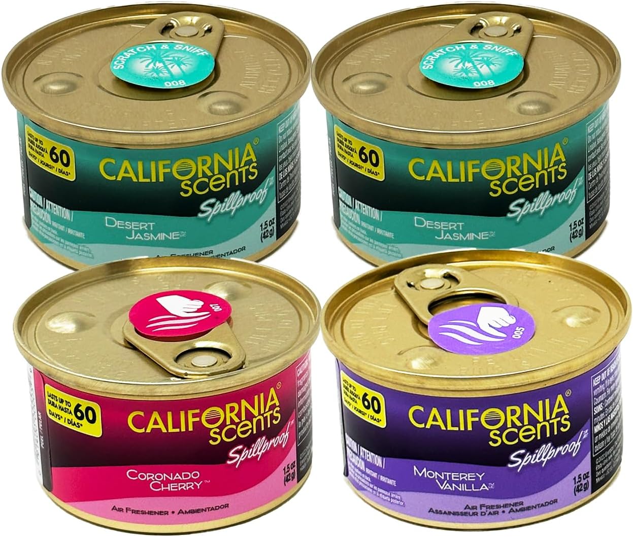 California Scents Spillproof Organic Air Freshener, Newport New Car, 1.5 Ounce Canister (Pack of 4)