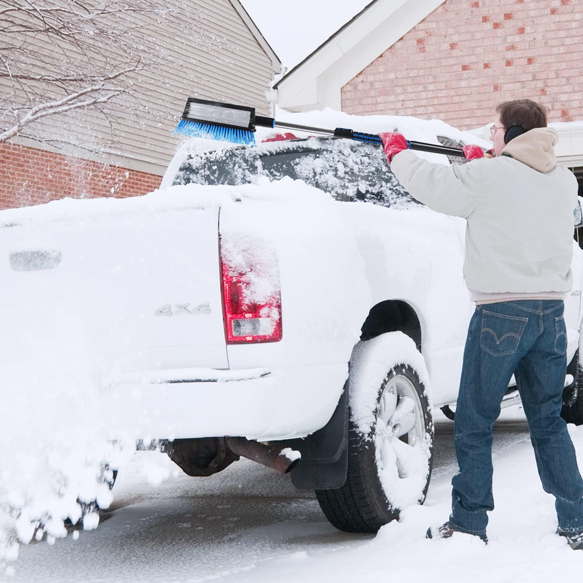 SEG Direct 50" Extendable Snow Brush with Ice Scraper, Snow Brush for Car