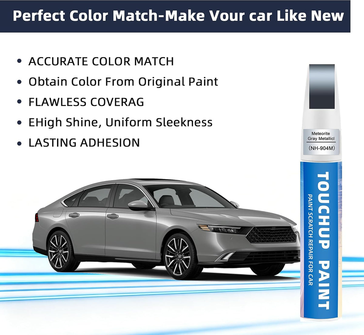 Meteorite Grey Metallic Touch Up Paint 2-in-1 Scratch Repair Pen for Honda