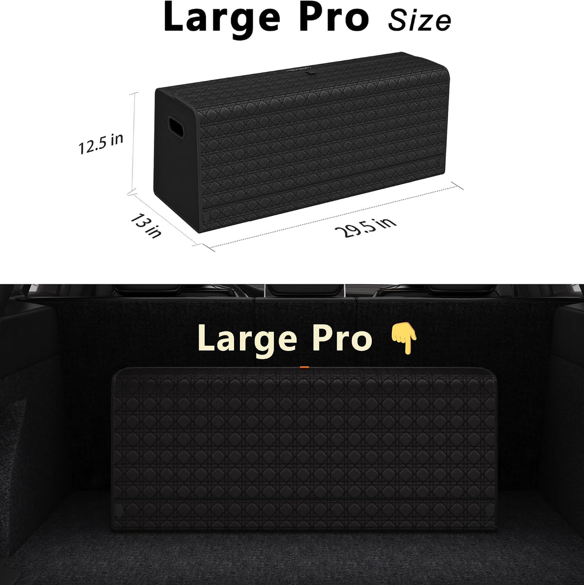 GMQ Car Trunk Organizer for SUV,Car Organizers and Storage with Collapsible Storage, Magnetic Lid Large Capacity for SUV, Truck, MPV (3D-Black, XXL-29.5×13×12.5 IN)