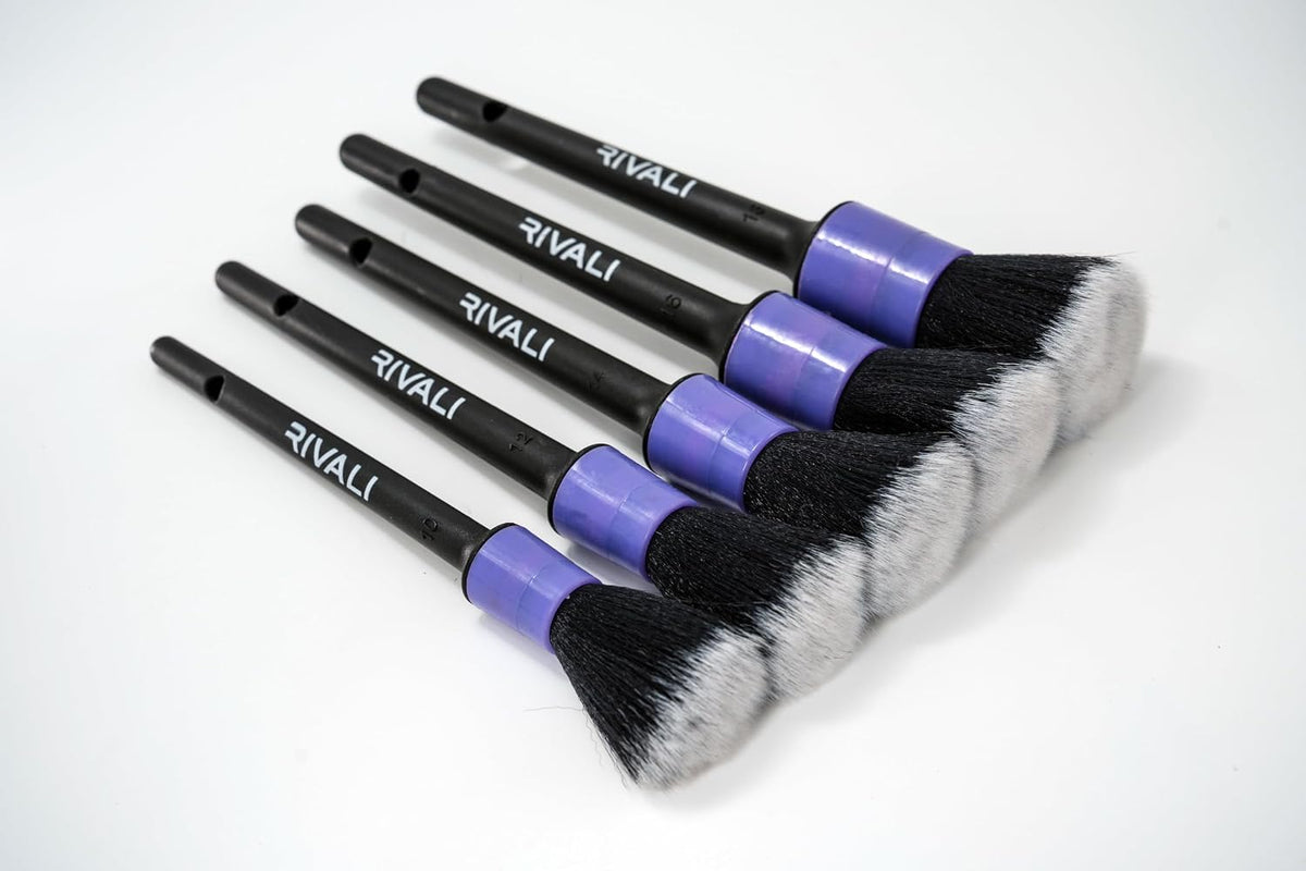 Rivali Car Care 5-Piece Car Interior Detailing Brush Set, Soft Scratch Free