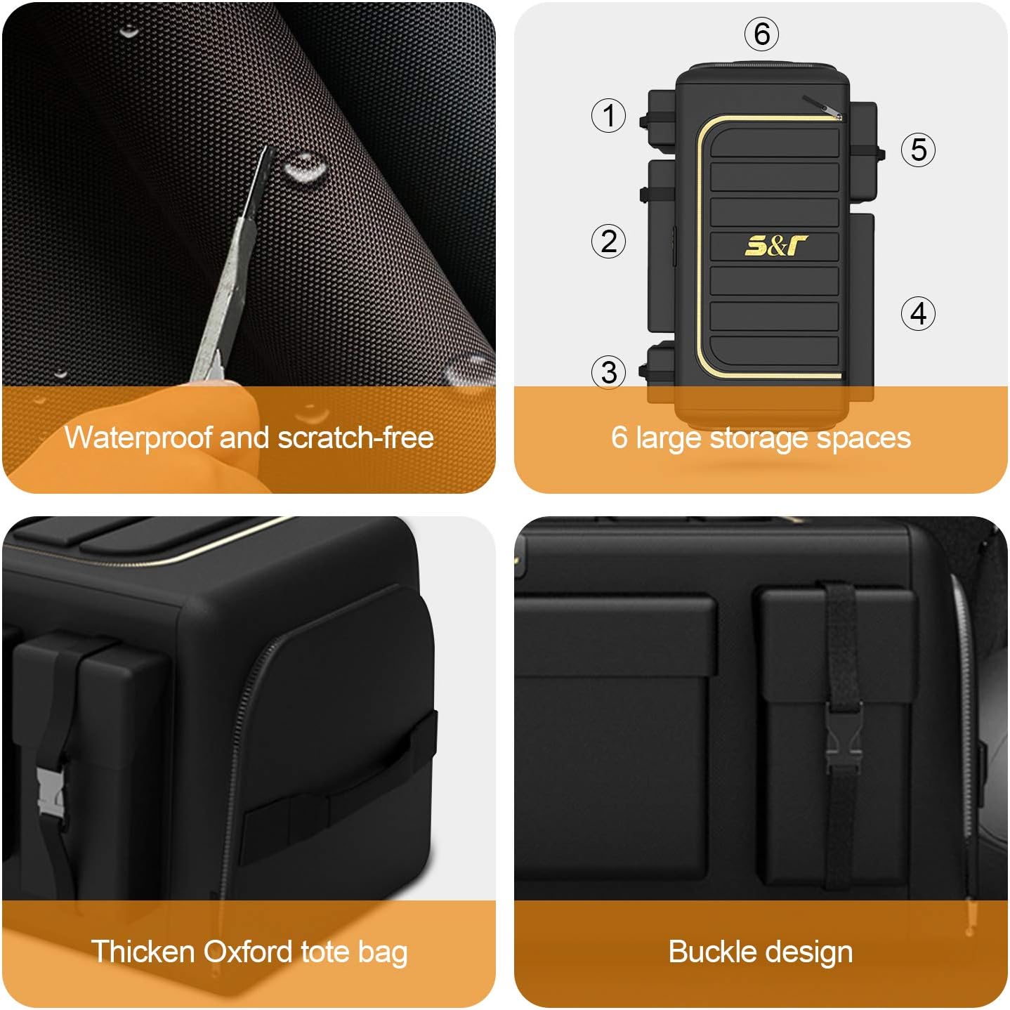 Ergocar Car Trunk Organizer Car Boot Storage Organiser Multi Pocket Car Boot Tidy Storage 3 Times Size Folded Portable Waterproof 1680D Oxford for Car/SUV/Truck/Auto