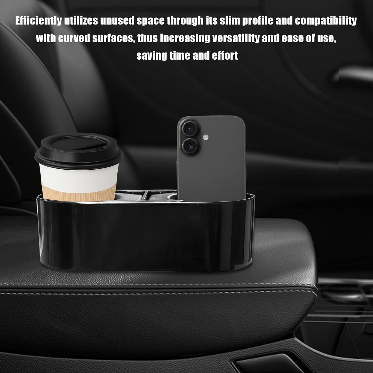 Car Cup Holder, Auto Double Drink Holder Multifunctional Center Console Organizer, 3 x 7 x 2 inches Front Seat Beverage Organizer Interior Cup Holders for Cars SUVs Trucks (Plastic)
