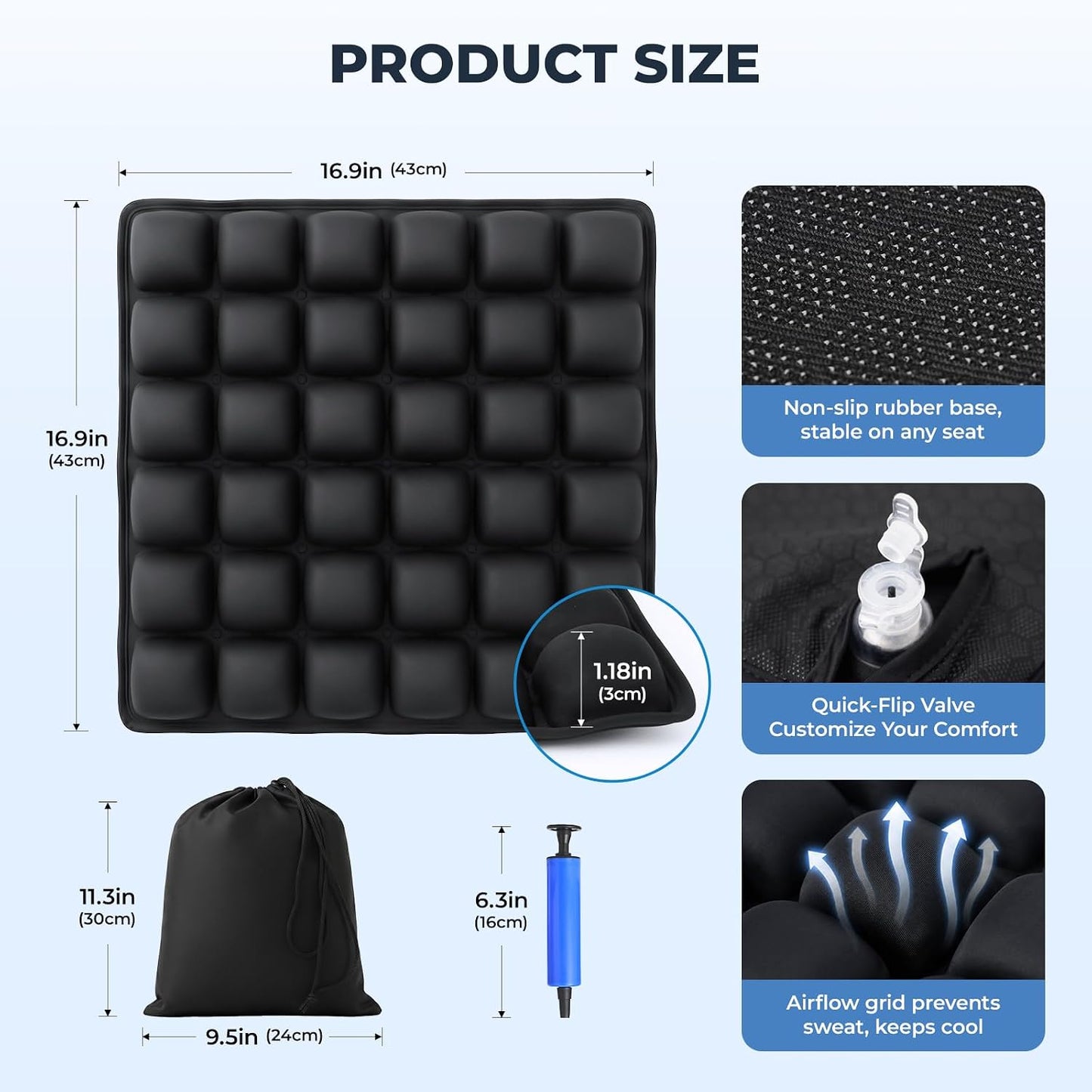 Travel Seat Cushion for Airplane,Inflatable Airplane Seat Cushion | Portable Seat Cushion,Adjustable Air Cushion with Mini Pump for Long Flights,Office Chair,Train and Car Use