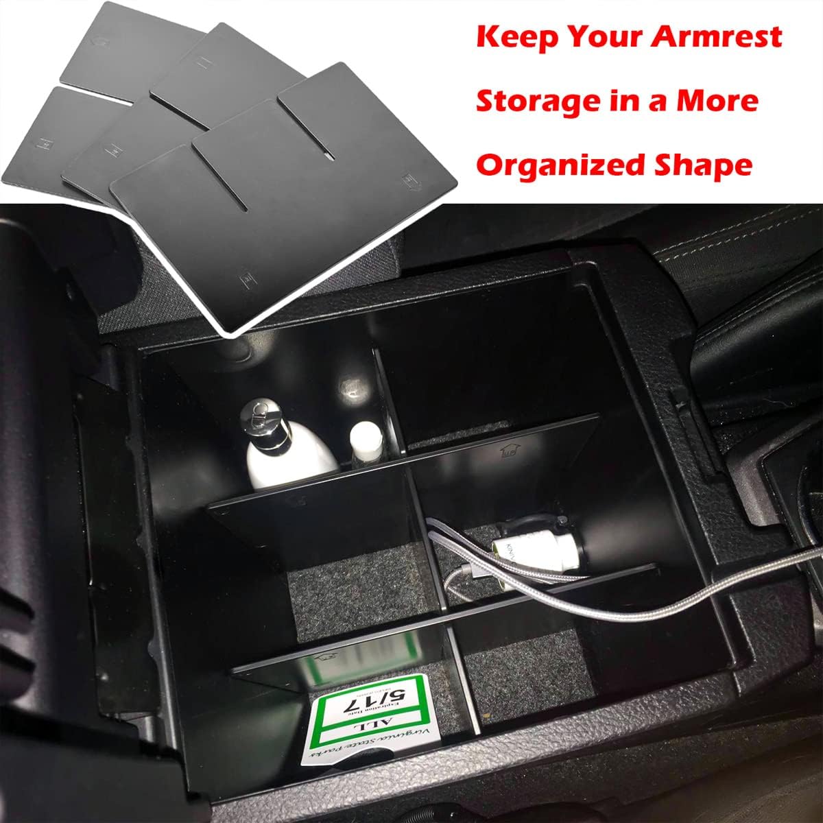 EDBETOS Center Console Organizer Insert Dividers Compatible with Toyota Tacoma 2016 2017 2018 2019 2020 2021 2022 2023 3rd Gen Tacoma Accessories Armrest Interlock Secondary Storage ABS Material