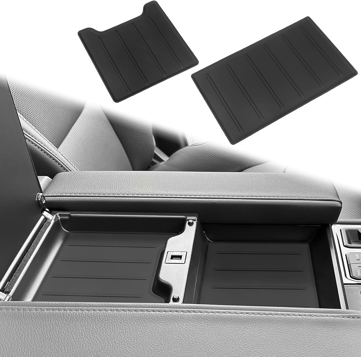 2PC Center Console Tray Liner Compatible with Toyota 2022-2026 Tundra (Only Fit Platinum, 1794, TRD PRO, Capstone) & 2023-2026 Sequoia Accessories Center Console Organizer Protective Pad
