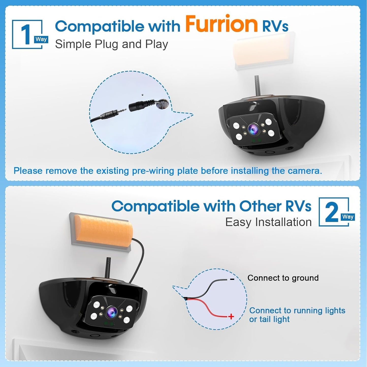 7-Inch Wireless Backup Camera for RV Trailer - 170° Wide Angle Camera with Ultra-Clear Night Vision - 4-Channel with Recording HD 1080P Monitor - Easy Installation Compatible with Furrion Pre-Wired