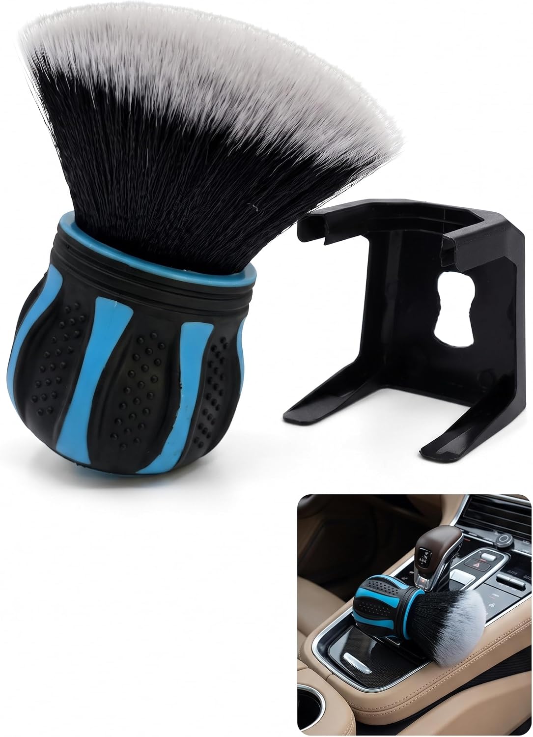 Detailing Brush Set, Car Detailing Brushes, Detailing Brush, Ultra Soft Spherical Synthetic Bristle Detail Cleaning Brush With Storage Rack Universal Auto Interior Exterior Blue