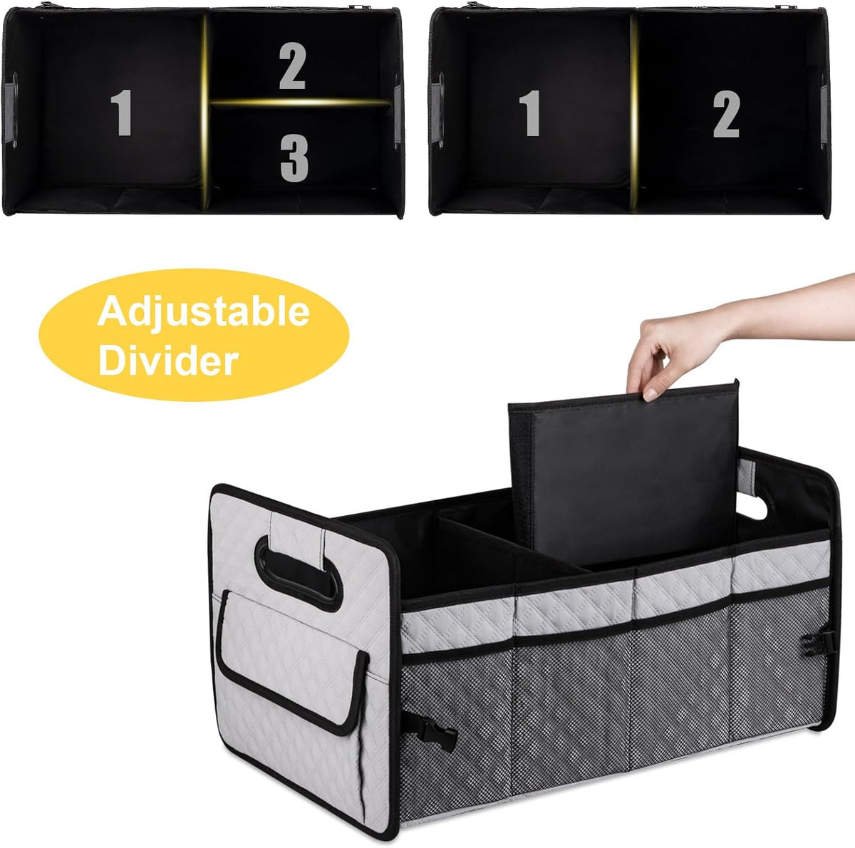 Car Trunk Organizer for SUV, Collapsible Car Storage Organizer Light Grey