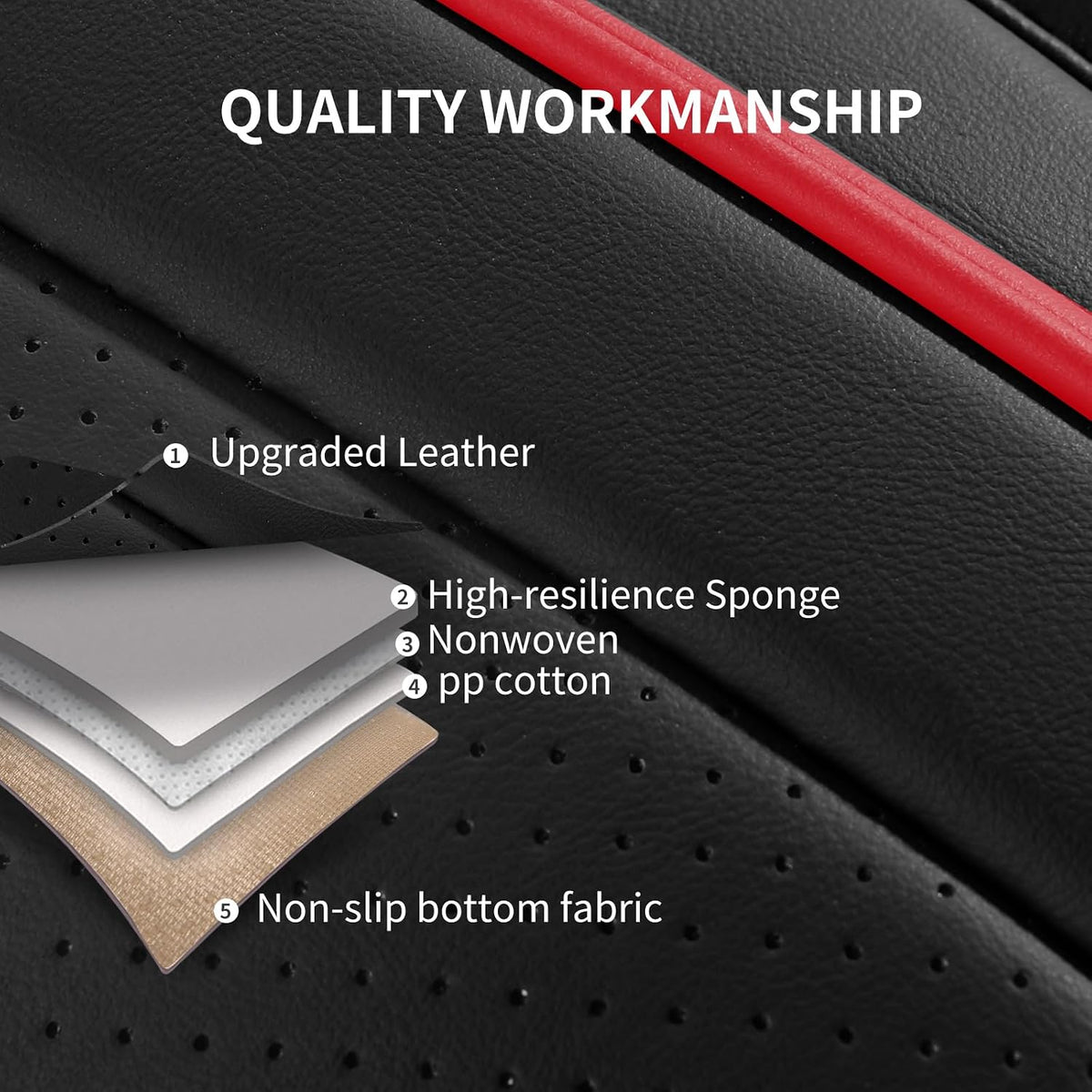 HChengkikz Nappa Leather Car Seat Covers Full Set, Car seat Protector 5 Seats, Waterproof Car Seat Cushion, Universal Automotive Seat Covers Fit for SUV Truck Pick-up Sedan, Front and Rear