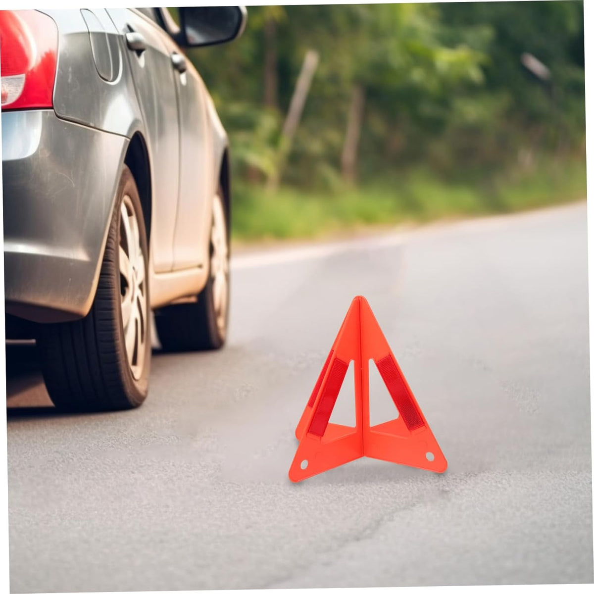 2 Sets Plastic Triangle Car Road Warning Sign Reflective