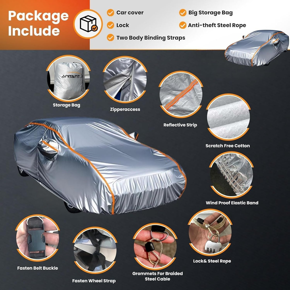 Durability Waterproof All Weather Small Car Cover for Automobiles Sedan Protector Outdoor Car Cover for Automobiles Fit Audi A3 Under 179"